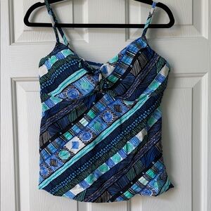 Stylish Blue Patterned Women's Swim Top